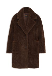 BOSS Orange - Kunstfellmantel, Reverskragen, für Damen - 213 MEDIUM BROWN