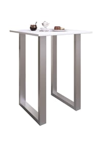 VCM. - Bartisch | Tresen | Stehtisch | hoher Tisch | Bartresen Tisch - Xona 80x80 cm - Silber / Honig-Eiche