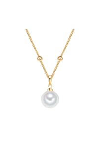 Luluandjane - Damen Kette aus Messing in Gelbgold mit Muschelkernperle - gelbgold