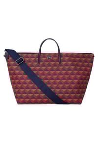 LACOSTE - Damen Tasche - Silver Coated Canvas XS L12.12 Tote Bag, 36x43x22cm (HxBxT) - Schwarz/Rot