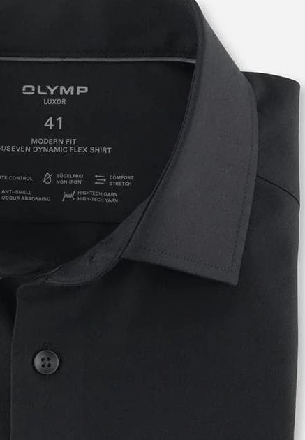 Olymp Luxor Businesshemd, Modern Fit, Langarm, Kent-Kragen, FüR Herren, Schwarz, 40