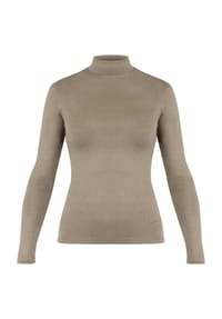 normani® - Damen Merino Longsleeve mit Stehkragen Romsey - Beige