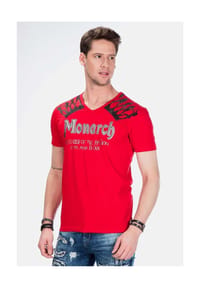 CIPO & BAXX® - Herren T-Shirt mit Foil-Print mit Foil-Print, CT-377 - ROT