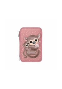 DEPESCHE - 3-Fach Federtasche mit Affen-Applikation JUICY inkl. Stifte TOPModel 7,5 x 13 x 20 cm - altrosa