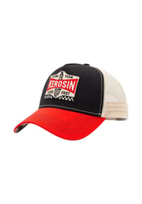 KING KEROSIN - Trucker Cap Patch mit Zündkerze und Karoborte, Schirmunterseite im Schachbrettmuster Loud & Fast - schwarz