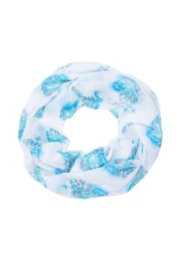 Seasons of April - Schal Loop Amira Dünn, Leicht & Weich: Damen Loop mit Herz- & Schmetterlingsmotiv - Blau