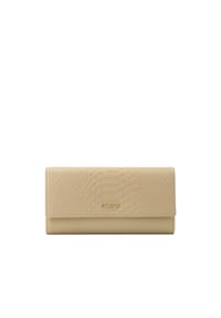 kazar - Längeres, geräumiges Portemonnaie aus Leder - Beige