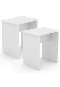 VCM. - 2er Set Holz Sitzhocker Würfel Fußablage Beistelltisch Esal - Anthrazit / Honig-Eiche