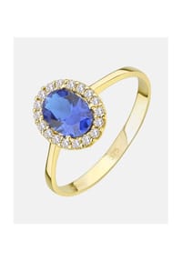 VANLERÉ - Cluster Ring, mit Saphir, 375 Gelbgold - gold