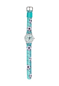 MANGUUN - Kinderuhr "Fußball" - silber/blau