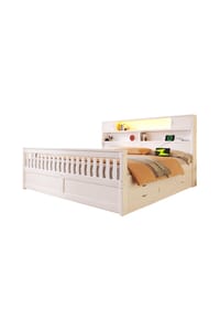 KOMHTOM - Doppelbett 180 x 200 cm mit vier Schubladen, Weiß - Weiß- 160 x 200 cm