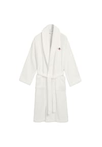 GANT - Unisex Bademantel - ARCHIVE SHIELD TERRY ROBE, Schalkragen, Frottee, Bio-Baumwolle - Dunkelblau