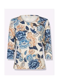 Witt - Rundhals-Shirt - champagner-dunkelblau-bedruckt