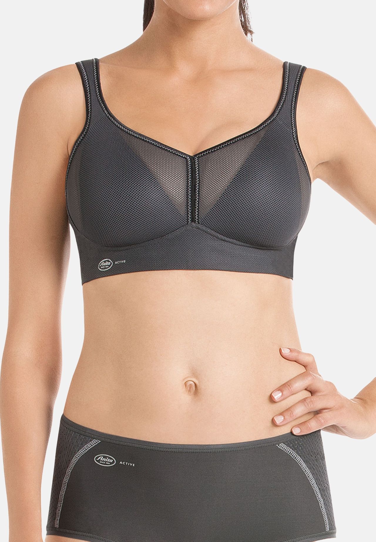 Anita Air Control Deltapad Sport-Bh, Doppellagig, KomfortträGer, FüR Damen, Grau, 65C