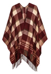 collezione alessandro® - Poncho Aspen Made in Italy, Kuschelweich, mit Karo - blau