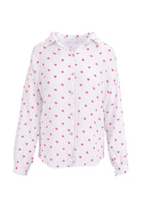 Seasons of April - Bluse LIYA MUSSELIN HERZ OVERSIZED Damen Herz Musselinbluse | 100% Baumwolle | S/M & L/XL - Beige Schwarz