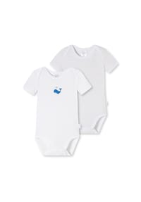 SCHIESSER - Baby Body, 2er Pack - Kurzarm, Strampler, Print/Ringel, Doppelpack - Weiß2