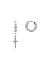 amor - Creolen für Herren, Edelstahl | Kreuz - Silber