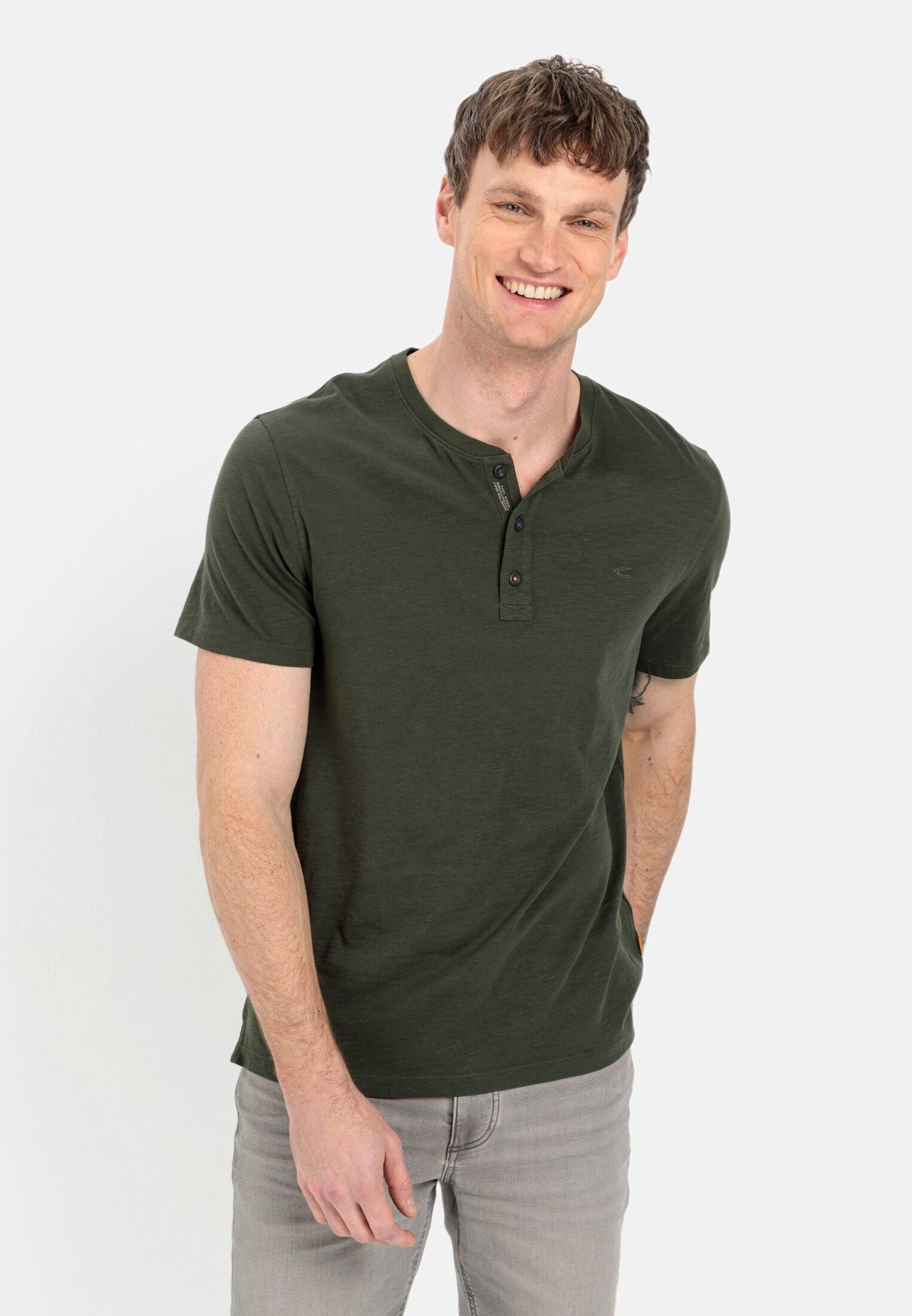 Camel Active T-Shirt, Baumwolle, Logo-Stickerei, FüR Herren, GrüN, M
