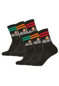 ellesse - Unisex Sportsocken PULLO, 6 Paar - Tennissocken, Crew Socken, Logo - Schwarz