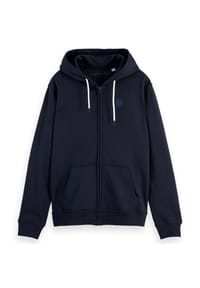 SCOTCH & SODA - Herren Sweatjacke -  Essential Logo Badge Zip-Through, Kapuze, Logo, Baumwolle - Dunkelblau