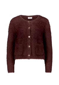 Vera Mont - Strick-Cardigan mit Rundhalsausschnitt - Dark Maroon