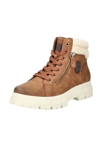 TOM TAILOR - Lederimitat/Textil Stiefelette - Cognac