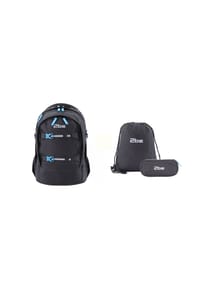 2be® 2BeCombo - 3er Set Schulrucksack Black mit Turnbeutel und Federmäppchen - Black