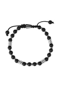 Adelia's Bold Style - Armband – Kugelarmband aus Edelstahl mit Onyx 19 cm - silber