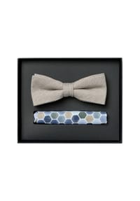 VENTI - Herren Set aus Fliege und Einstecktuch gemustert - Beige
