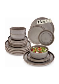 SÄNGER Steingut Geschirrserie Kairo Graphit - Kairo Graphit - Grau, Braun-Tafelservice Kairo Graphit 18 teilig