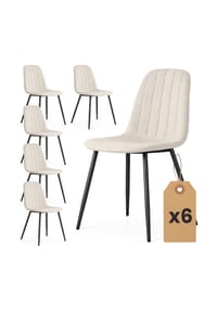Akord - Lumo Gesteppte Esszimmerstühle aus Samt, 6er-Set - beige
