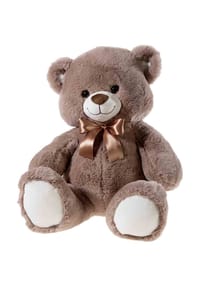 heunec® - Kuscheltier Bär sitzend mit Schleife kitt - braun