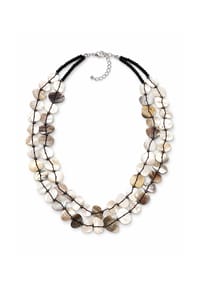 collezione alessandro® - Kurze Kette Nacre zweireihige Muschelkette mit echten Muscheln - schwarz