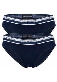 EMPORIO ARMANI - Damen Slip, 2er Pack - ICON LOGOBAND, Briefs, Cotton Stretch - Marine