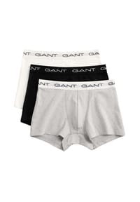 GANT - Herren Boxershorts, 3er Pack - Trunks, Cotton Stretch, Logo, einfarbig - Grau