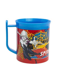 MARVEL - Spiderman Becher Mikrowellengeeigneter Kunststoffbecher 400?ml – Motiv - Blau 9,5x10,8x8,6 cm