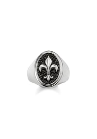 Thomas Sabo Rebel at heart - Siegelring Bourbonische Lilie - silberfarben, schwarz