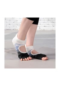 MUNADUNA - Yoga-Zehensocken – offener Spann – Anti-Rutsch Zehensocken,PVC-Noppen,Anti-Rutsch - Blau