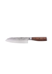 GRÄWE Damast Santokumesser – Hammerschlag-Optik, 17,5 Cm Klinge, Pakkawood-Griff – Vielseitiges Küchenmesser