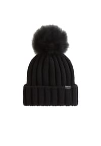 WOOLRICH - Mütze CASHMERE POM POM Beanie - blau