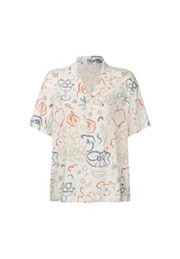 MYJAMA - Pyjamashirt Cilla mit Kragen & Knopfleiste - White Artprint