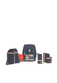 LÄSSIG - School Set Boxy Unique - Schulranzen Set 7tlg. (Gradient Green/Blue) - Dark Blue Ocean Edition