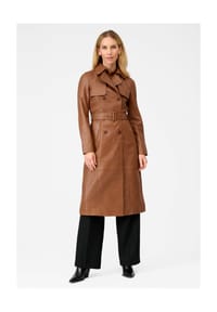 RICANO - Damen Leder Trenchcoat Darcy mit Gürtel, Rückenschlitz & klassischem Reverskragen - Beige