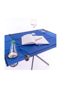 VCM. - Falttisch | Campingtisch faltbar | Maße ca. 80x50cm | Tisch mit Getränkehalter | Polyester Stahl | Blau - Blau