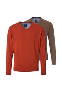 redmond - Pullover 2er Pack Basic - Braun