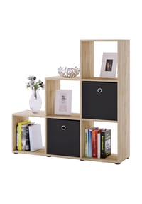 VCM. - Holzregal stehend | platzsparendes Regal | Maße: H. 105 x B. 108 x T. 29 cm | Elegantes Regal stehend | Aufbewahrungsregal | Bücherregal  | Raumteiler- Nitas - Buche