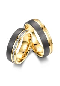 MARRYA MARRYA - MARRYA Carbon Ringe Trauringe Eheringe Partnerringe - Damen Ring - schwarz - gold