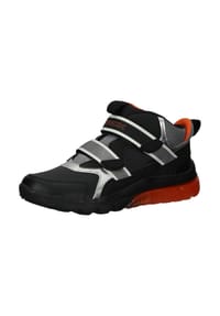 GEOX - Lederimitat/Textil Sneaker - Schwarz/Orange