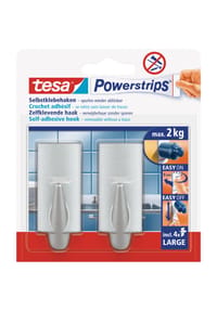 tesa® - Powerstrips Selbstklebehaken "Trend", 2er-Pack - CHROM